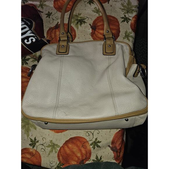 Aimee Kestenberg Lucy satchel black haircalf, ivory pockets, tan trim. - Picture 3 of 6